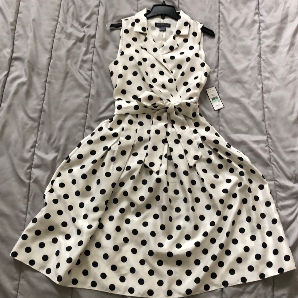 Retro Black and White Summer Dress with Sash